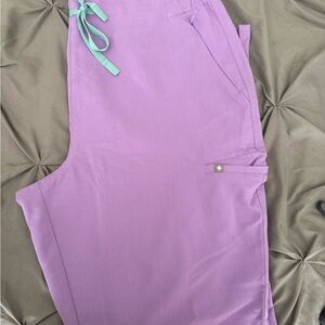 Purple Scrub Pants with Teal Drawstring